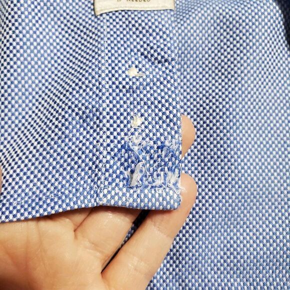 Peter Millar Nanoluxe Twill Shirt Size 2XL Button Up Long Sleeve Blue Mens - Picture 6 of 10
